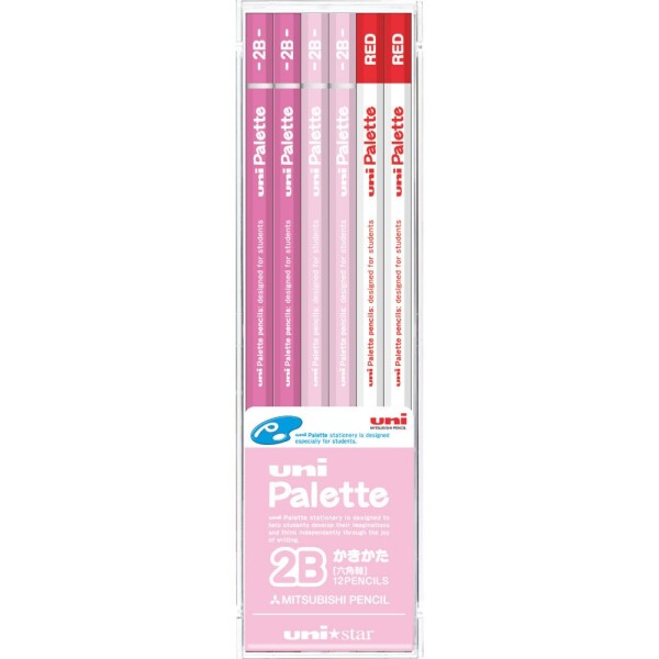 三菱鉛筆 鉛筆 ユニパレット ユニスター 2B パステルピンク 赤鉛筆付 12本入 US1049