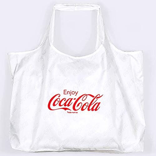 コカ・コーラ エコバッグ Lサイズ Enjoy／ホワイト PJ-ECO07 おしゃれ 買い物バッグ トートバッグ 収納ポケット アメリカン雑貨 rPET ECO