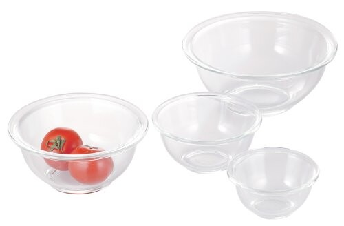iwaki(イワキ) AGCテクノグラス 耐熱ガラス ボウル 丸型 4点セット 電子レンジ/オーブン/食洗器対応 食材を混ぜやすい広口デザイン 安定