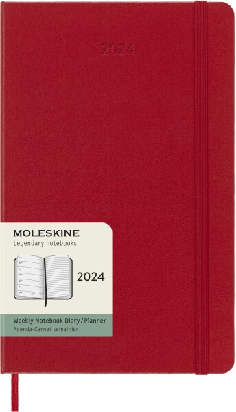 モレスキン(Moleskine) 手帳 2024 年 1月始まり 12カ月 ウィークリー ダイアリー ハードカバー ラージサイズ(横13cm×縦21cm) スカーレッ