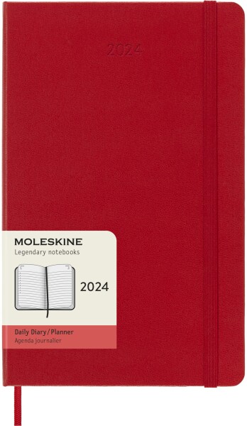 モレスキン(Moleskine) 手帳 2024 年 1月始まり 12カ月 デイリー ダイアリー ハードカバー ラージサイズ(横13cm×縦21cm) スカーレットレ
