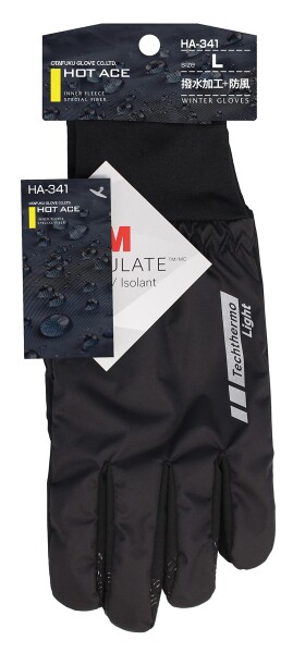 おたふく手袋 冬用 撥水手袋(指先スベリ止め シンサレート リフレクター) HA-341 ブラック Mサイズ