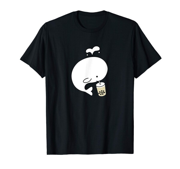 Cute Baby Whale Drinking Boba Bubble Milk Tea Tシャツ