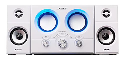 FUZE 2.1ch アンプ内蔵 Bluetooth スピーカー DAS219BT ホワイト Bluetooth AUX ダブルウーファー 重低音 ホームシアター