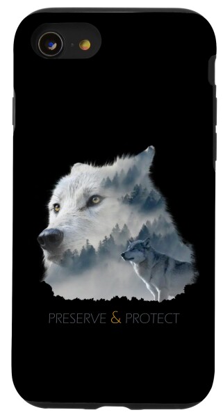 iPhone SE (2020) / 7 / 8 Wolf Preserve & Protect Environment アニマルプロテクション シュールリアルアート スマホケース