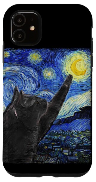 iPhone 11 星月夜 猫 ゴッホ 猫 スマホケース