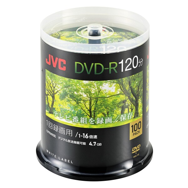 ビクター(VICTOR) JVC 1回録画用 DVD-R 120分 片面1層 1-16倍速 100枚 ディーガ その他 国内主要メーカーのレコーダー動作確認済 ホワイ