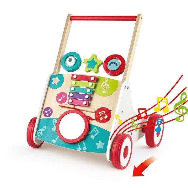 Hape(ハペ) よくばりミュージックウォーカー 41.5×40.5×50cm 10ヵ月以上 木製 手押し車 知育玩具 おもちゃ E0383