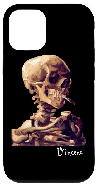 iPhone 12/12 Pro ヴァン・ゴッホ・スカル 燃えるシガレットの骸骨 絵画 スマホケース