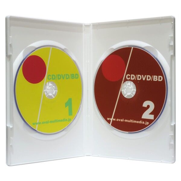 オーバルマルチメディア DVDケース 15mm厚見開き2枚収納トールケース 3個 ホワイトG