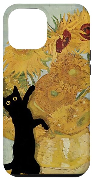iPhone 13 Pro Max ゴッホ ひまわり 面白い 猫 アート 絵画 スマホケース