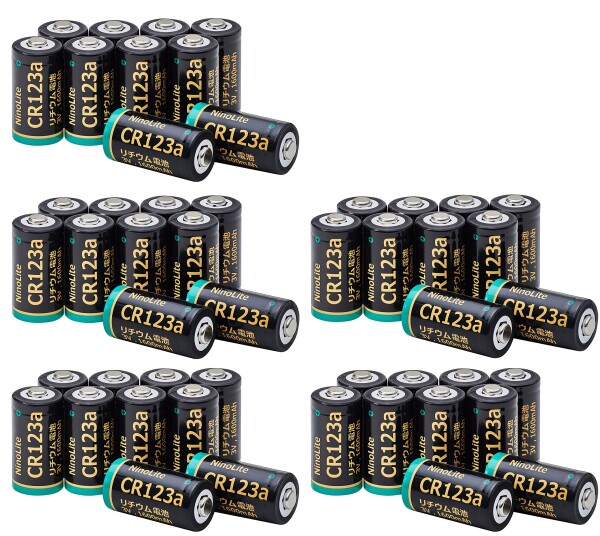 NinoLite CR123a リチウム電池 ５０個セット 大容量 １６００ｍAh、スマートロック 電動玄関ロック ヘッドライト 観測器 フィルムカメラ