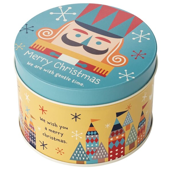 ヘッズ ギフトボックス 10.8×7.6cm イエロー 6個 クリスマス 北欧 くるみ割り人形 丸型 缶 HEADS XHK-CAN3