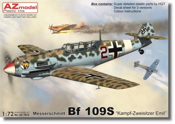 AZモデル 1/72 メッサーシュミット Bf109S 複座戦闘機エミール プラモデル AZM7872
