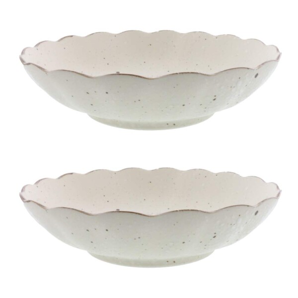 テーブルウェアイースト 深皿 白化粧 菊型 21cm パスタ・カレー皿 2枚セット 和食器 プレート 皿 パスタ皿 カレー皿 盛り皿 盛り鉢 (白化